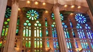 Stained glass windows allow beautiful light to shine through