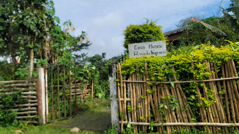 Una cerca de bambú en la entrada de la Casa Museo