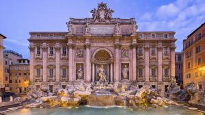 The Trevi fountain in front of the Palazzo Police