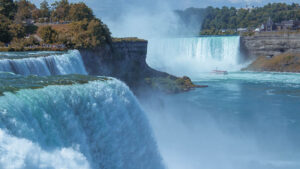 Three cascading, ferocious waterfalls