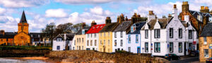 Row of colorful Scottish buildings