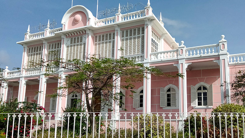 The People's Palace, a pink and white building.