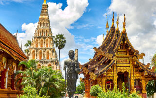 Golden temples and sculpture in Northern Thailand.