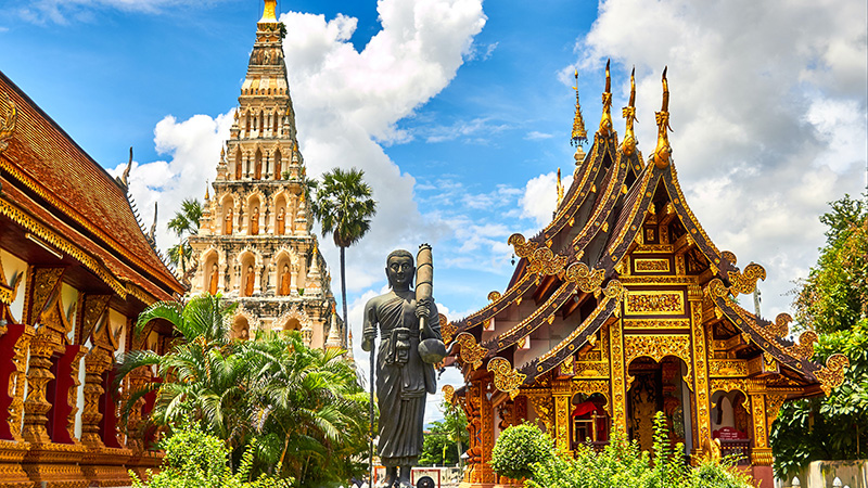 Golden temples and sculpture in Northern Thailand.